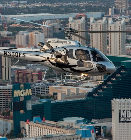 Helicopter above the Las Vegas Strip resort hotels